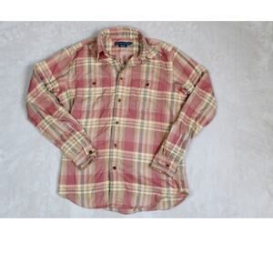 Ralph Lauren Flannel Shirt Womens Size 6 Pink Plaid Button Up Preppy Coastal